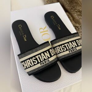 Christian Dior dway slide sandals black